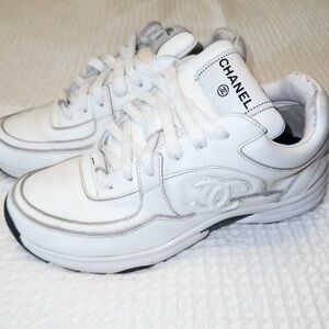 CHANEL Classic White Athletic Shoes